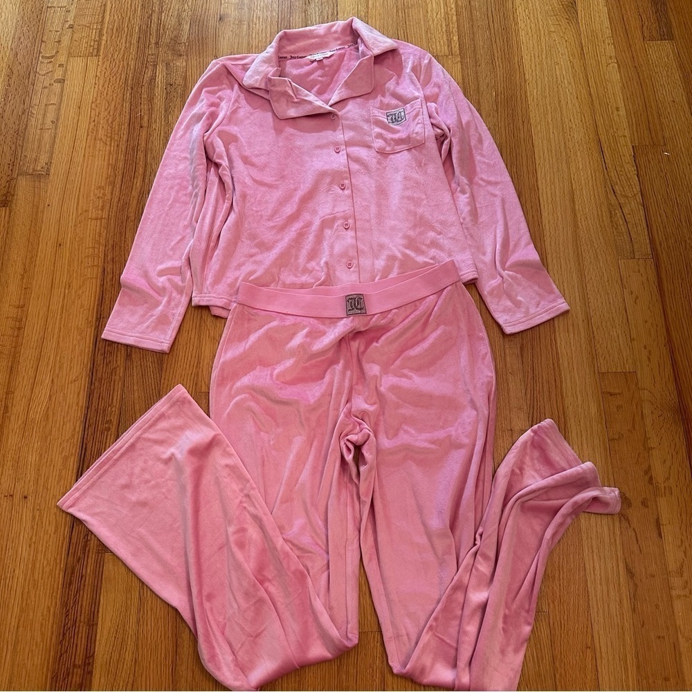 Juicy Couture 2pc Sleepwear Pants/shirt Set Pink Womens Size M (J-10)
